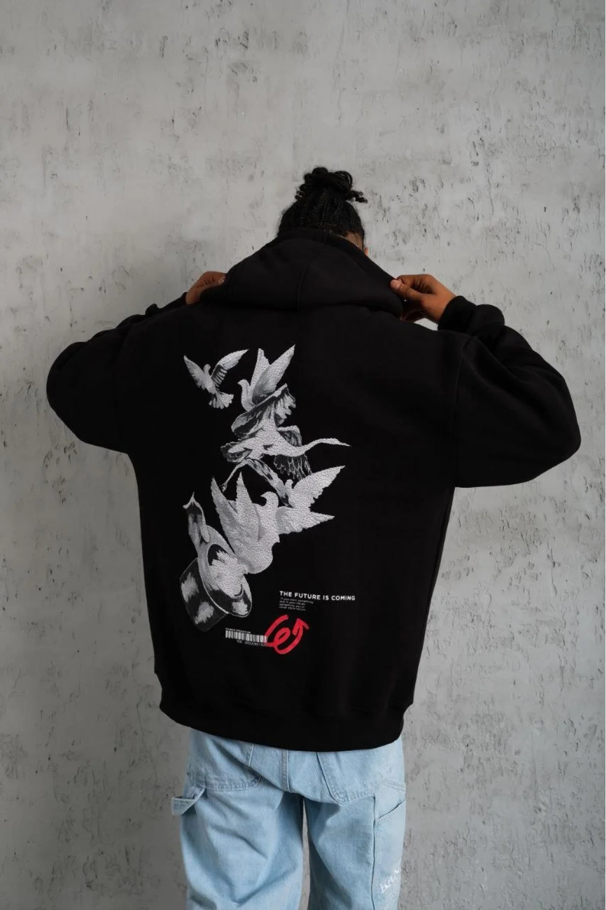 Adventure Unlimited Oversize        Hoodie - Siyah