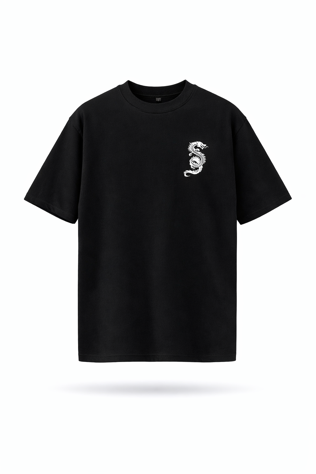 Dragon Baskılı Siyah Oversize Tişört