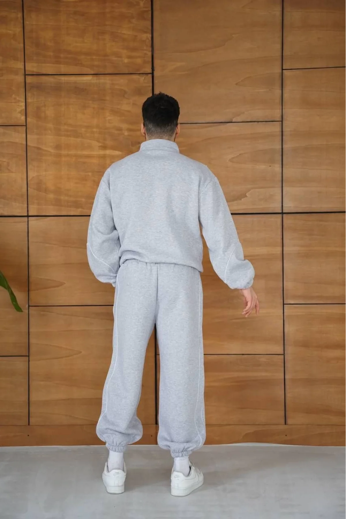 Erkek Gri Fermuarlı Eşofman Takımı