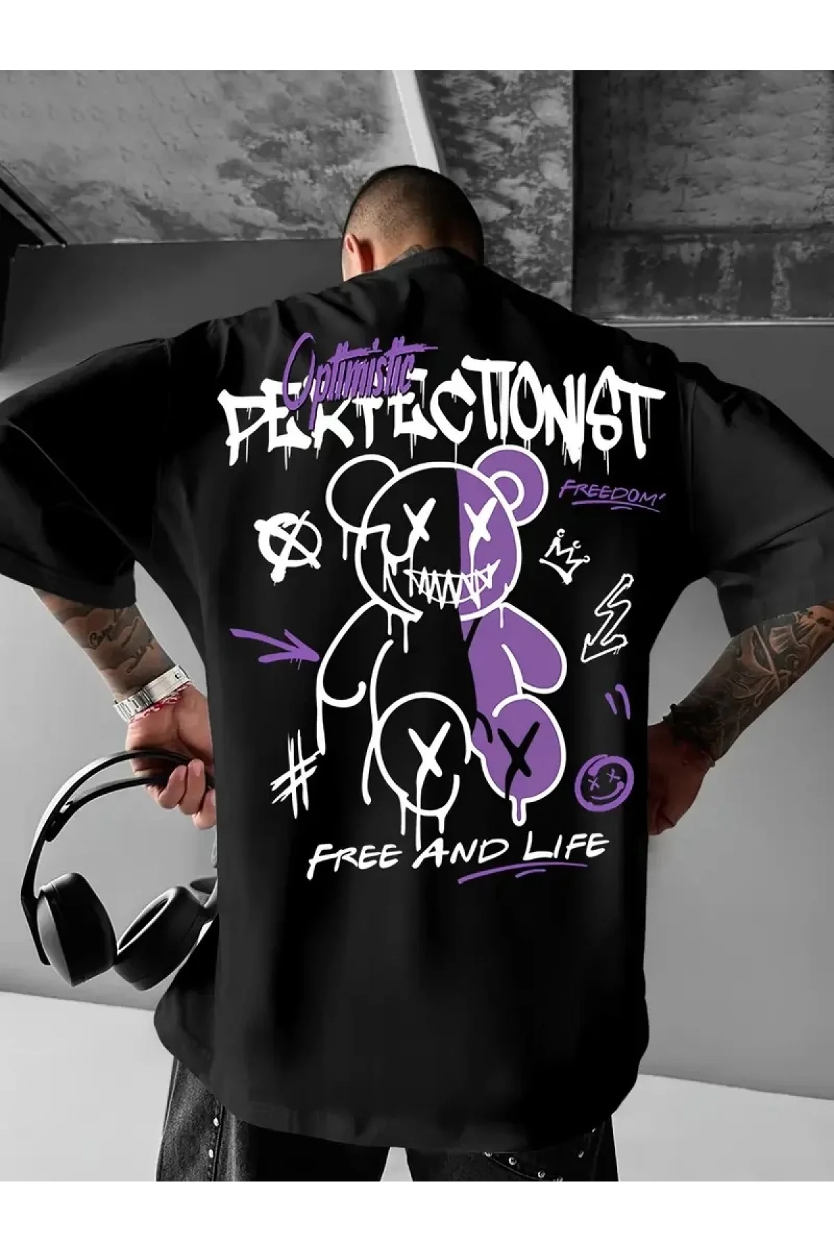 Optimistic Perfectionist Oversize Siyah Tişört