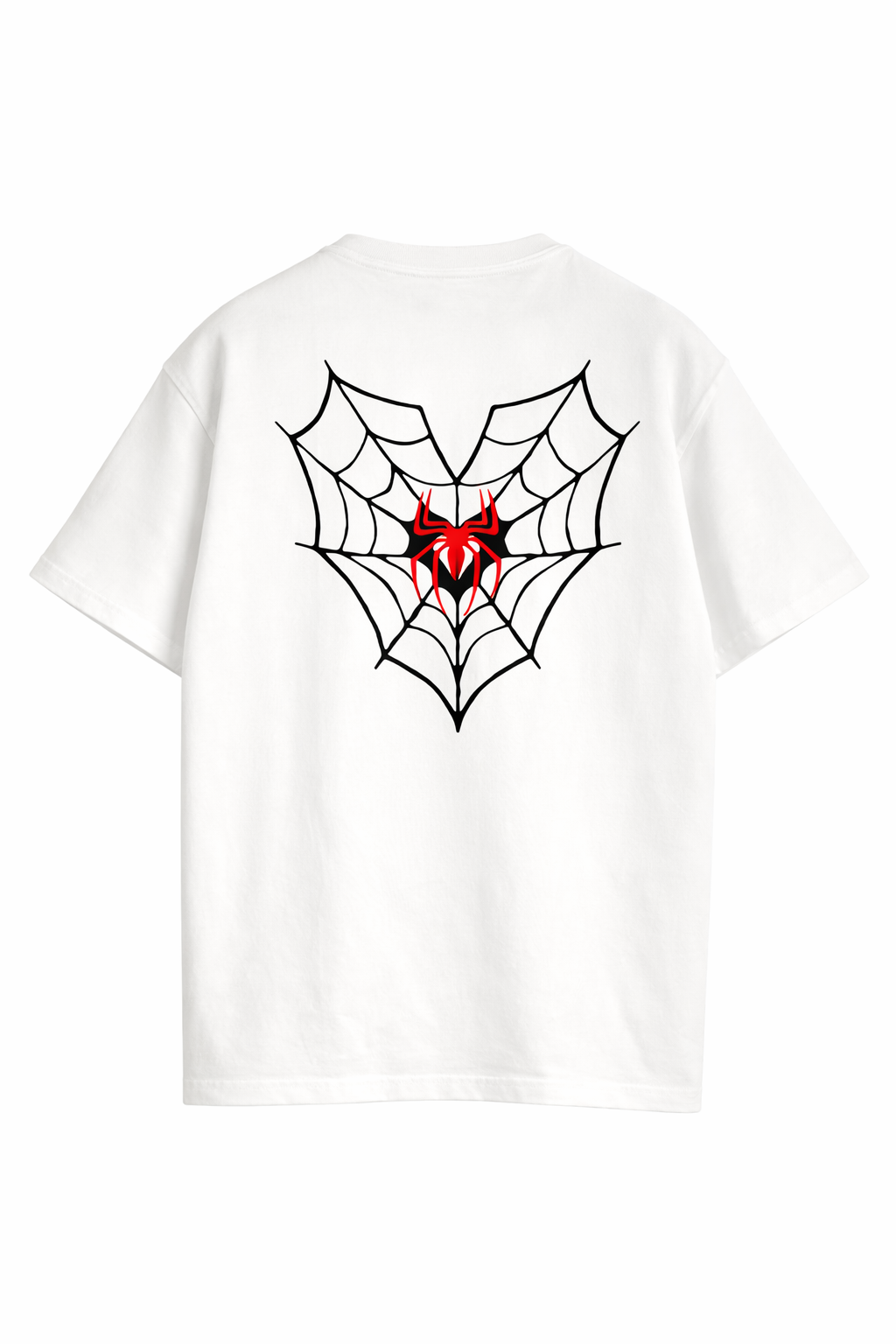 Örümcek Baskılı Beyaz Oversize Tişört