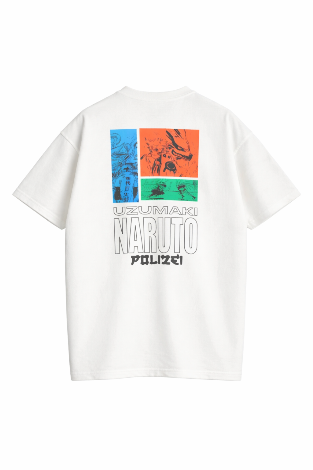 Naruto Baskılı Beyaz Oversize Tişört