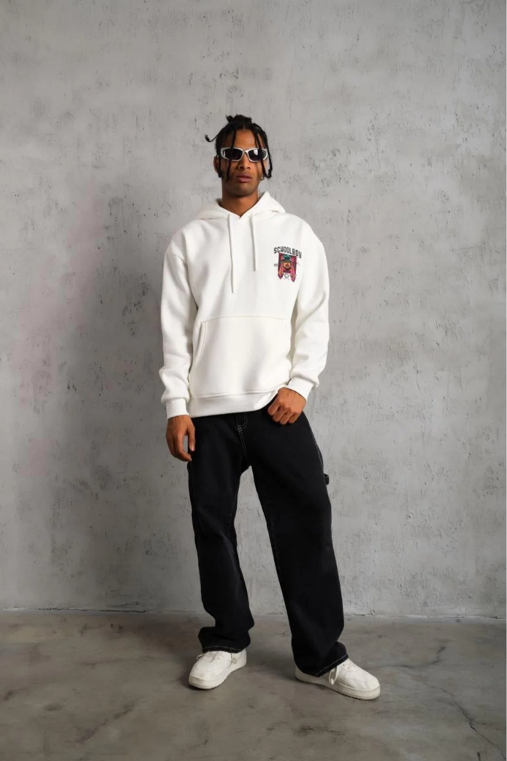 Oversize Baskılı Kapüşonlu Hoodie – Gül Kurusu