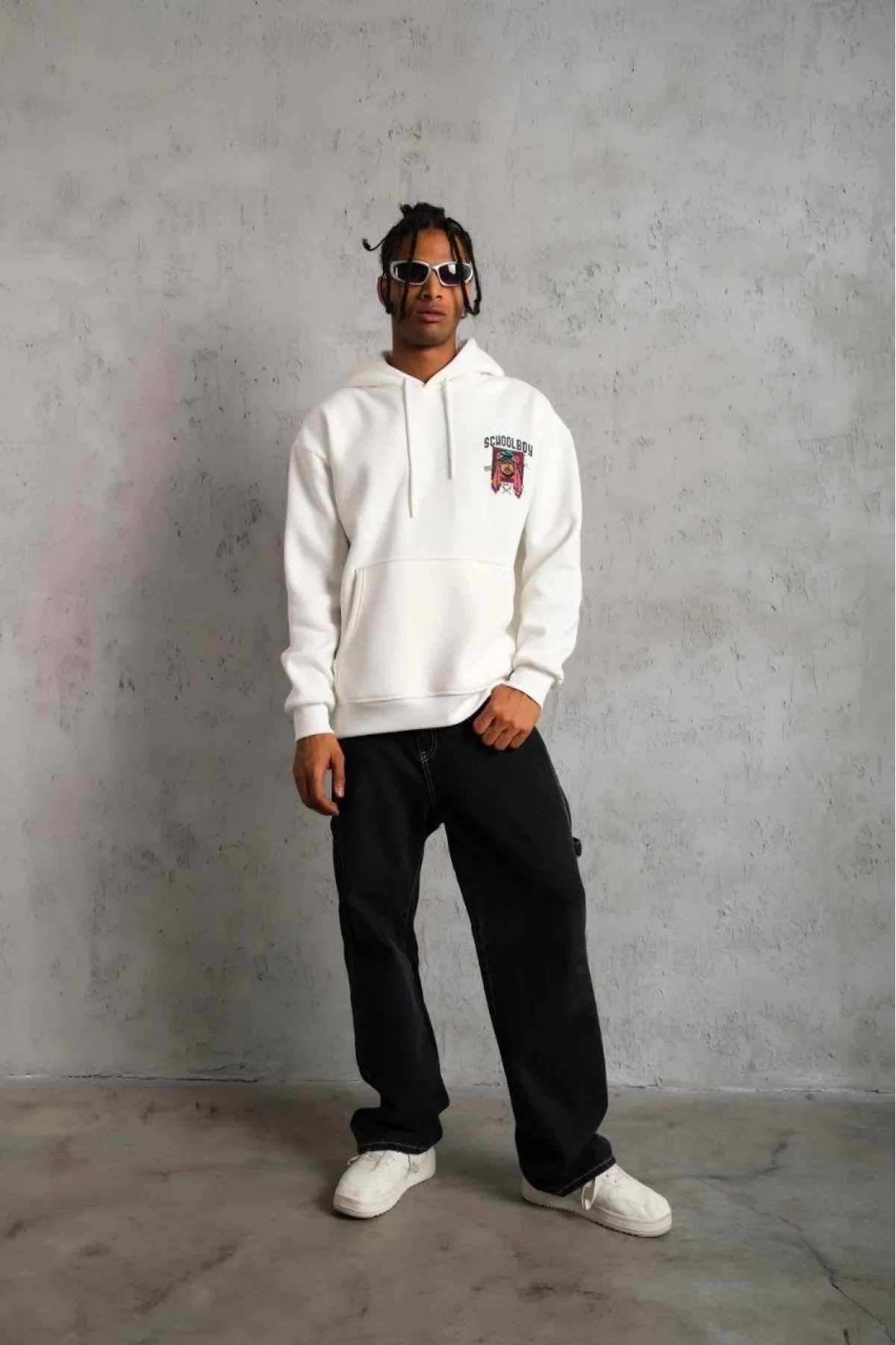 Oversize Baskılı Kapüşonlu Hoodie – Gül Kurusu