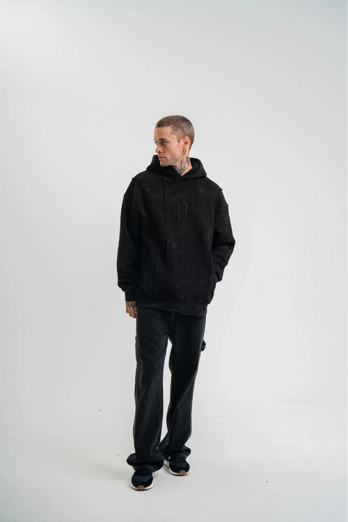 #777 Oversize Kapüşonlu Sweatshirt – Siyah