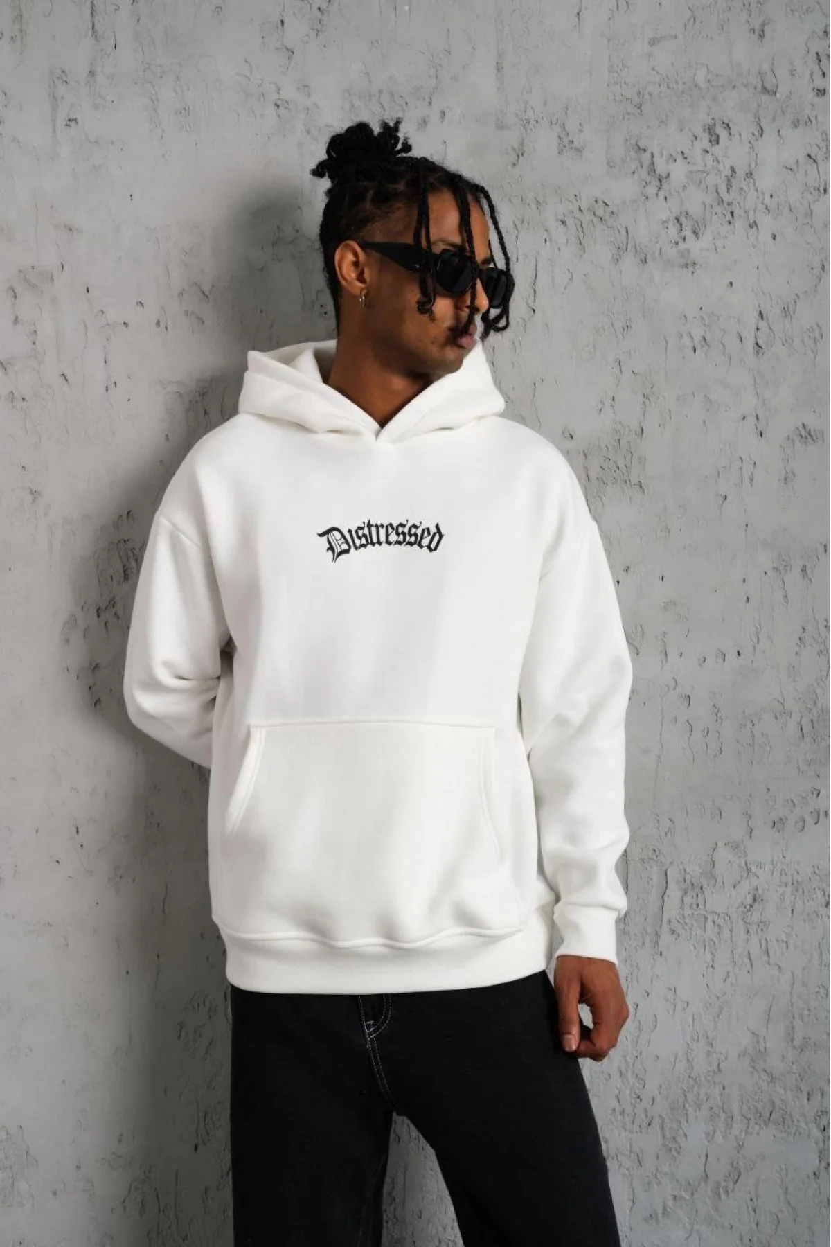 Distressed Baskılı Oversize Hoodie – Gül Kurusu