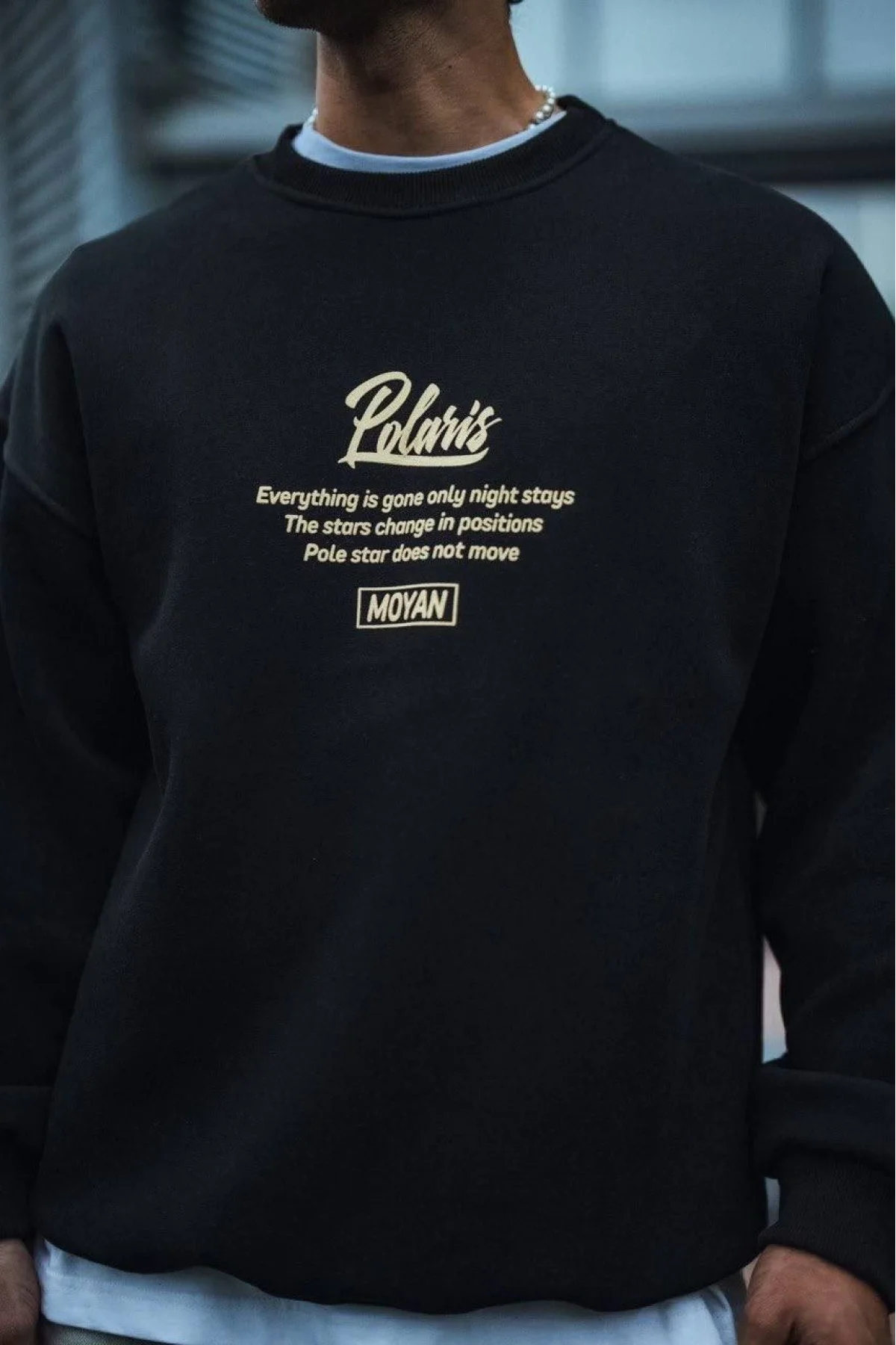 Erkek Siyah Oversize Baskılı Sweatshirt