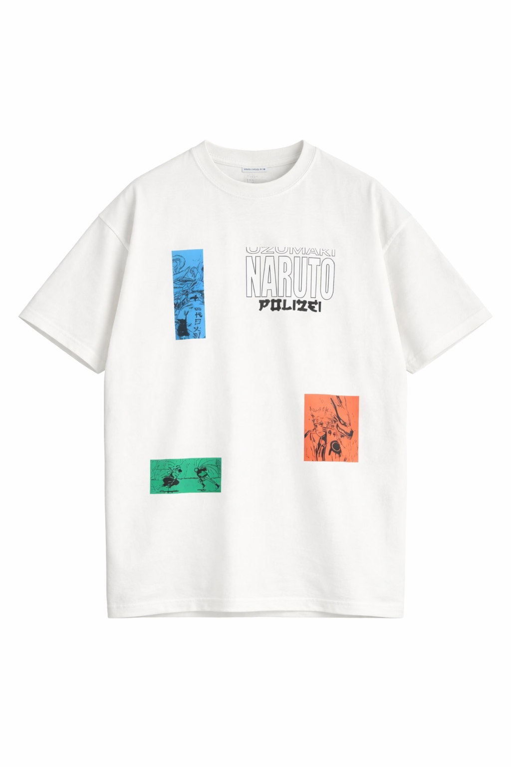 Naruto Baskılı Beyaz Oversize Tişört