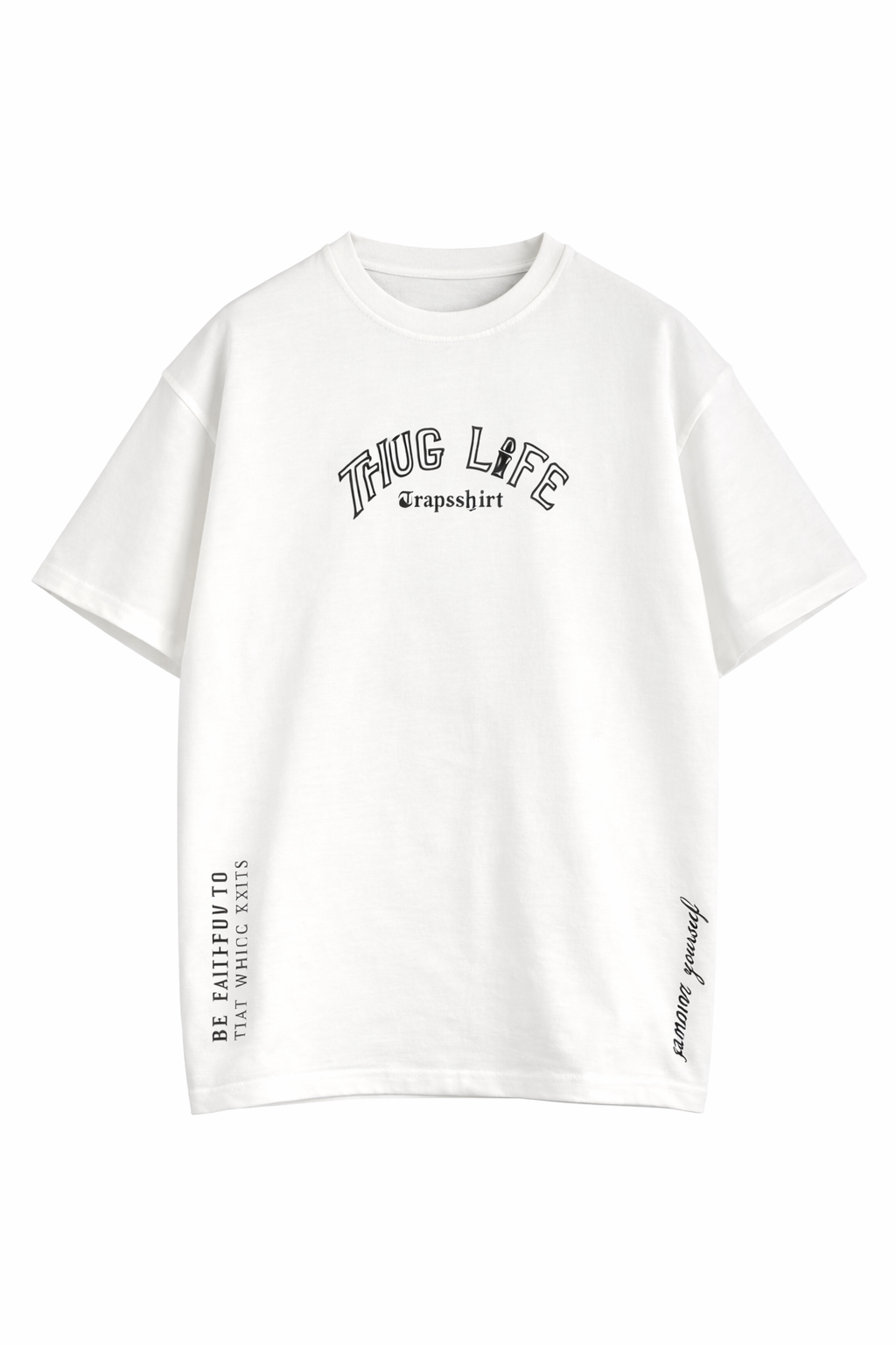 Thug Life Baskılı Siyah Oversize