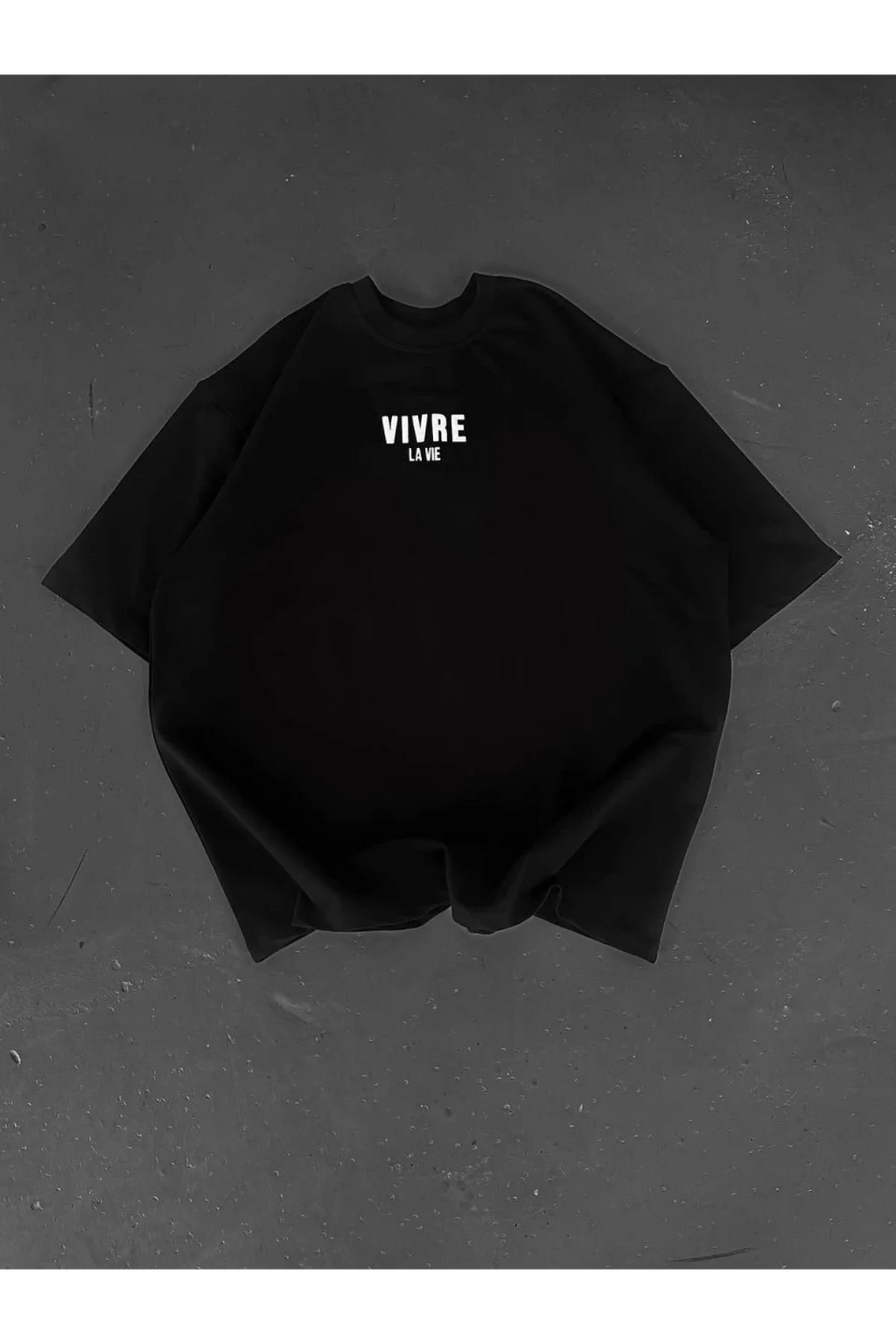 Baskılı Oversize Bisiklet Yaka T-shirt - Siyah