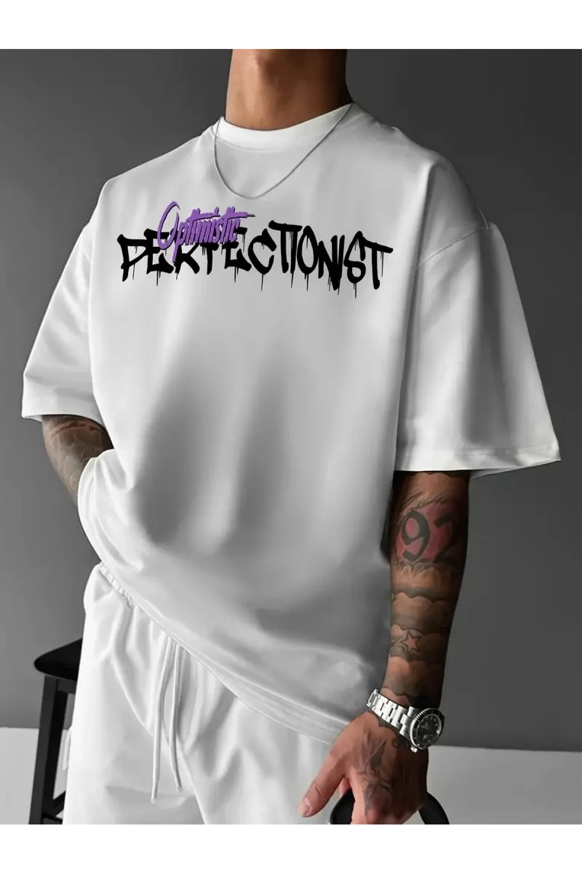 Optimistic Perfectionist Oversize Siyah Tişört