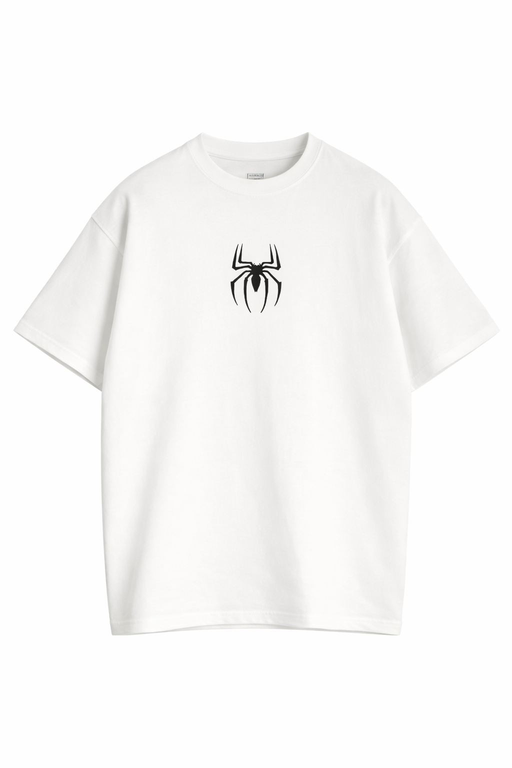 Örümcek Baskılı Beyaz Oversize Tişört