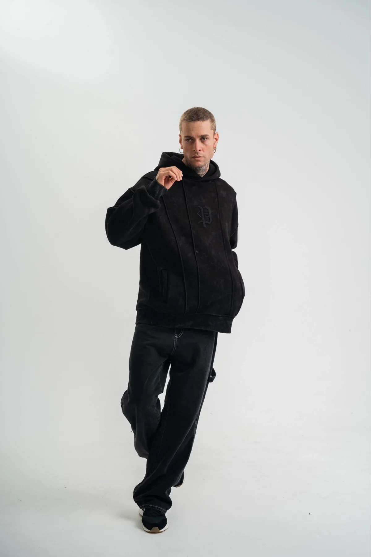 #777 Oversize Kapüşonlu Sweatshirt – Siyah