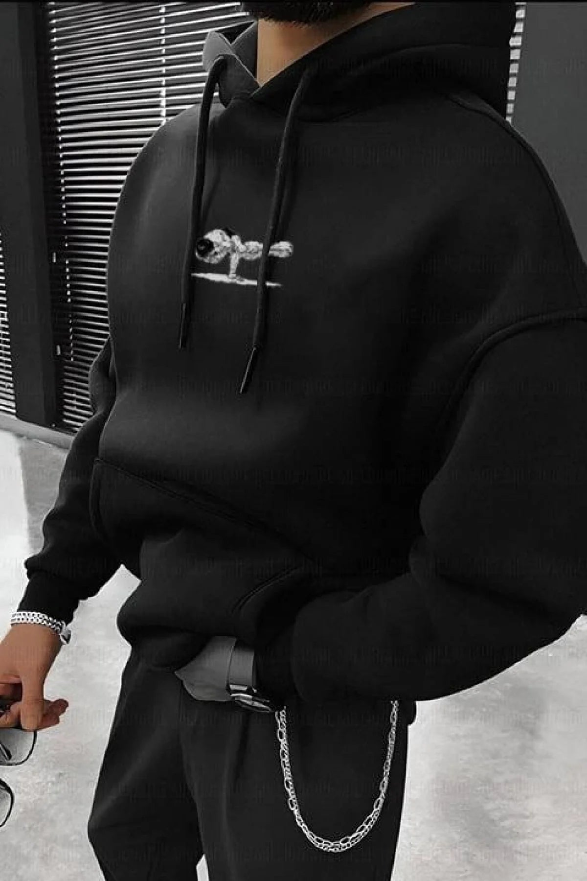 Baki Hanma Oversize Kapüşonlu Sweatshirt -Siyah