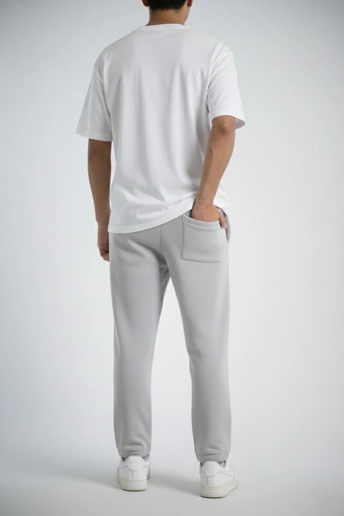 Erkek Oversize Üç İplik Baggy Eşofman Altı – Gri