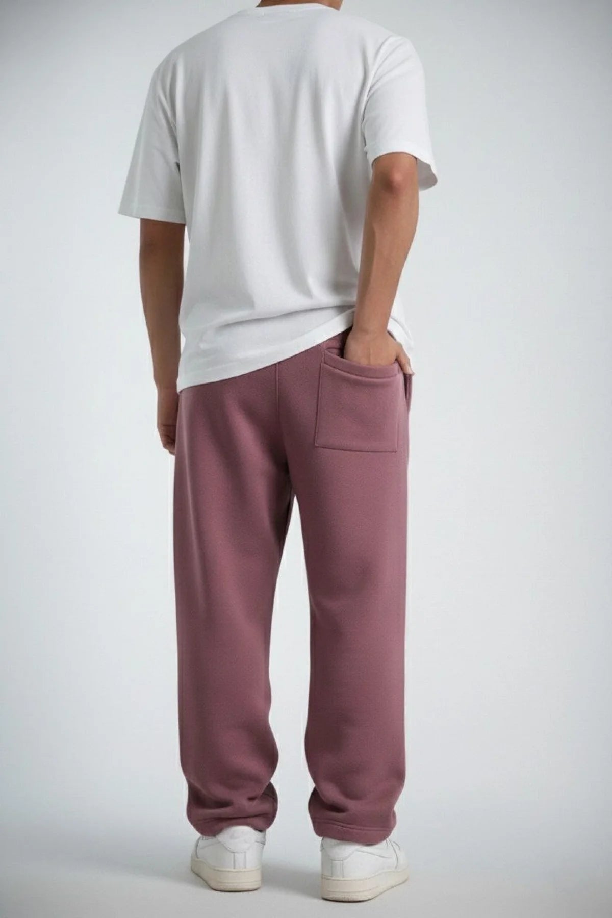 Erkek Oversize Üç İplik Baggy Eşofman Altı – Gül Kurusu