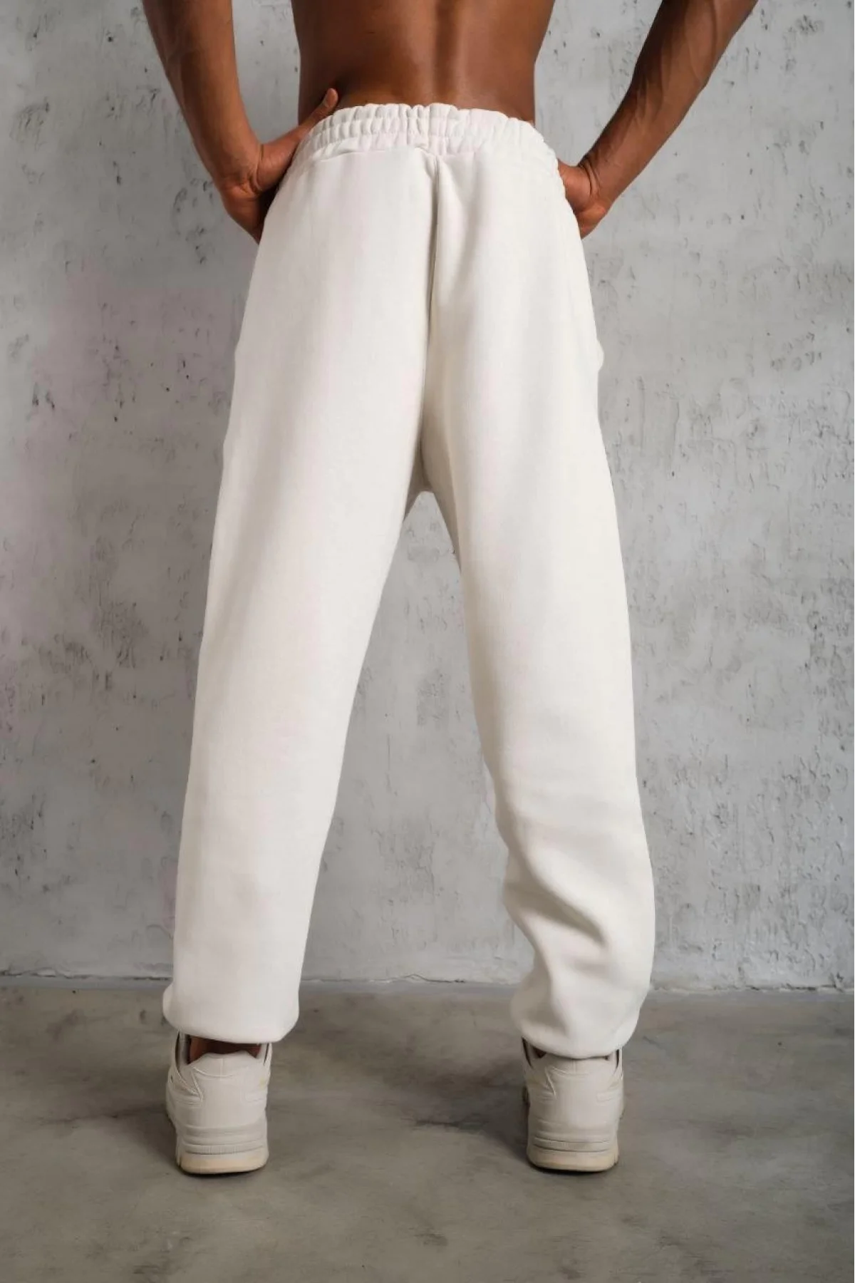 Erkek Üç İplik Alt Eşofman Lastikli - Beyaz