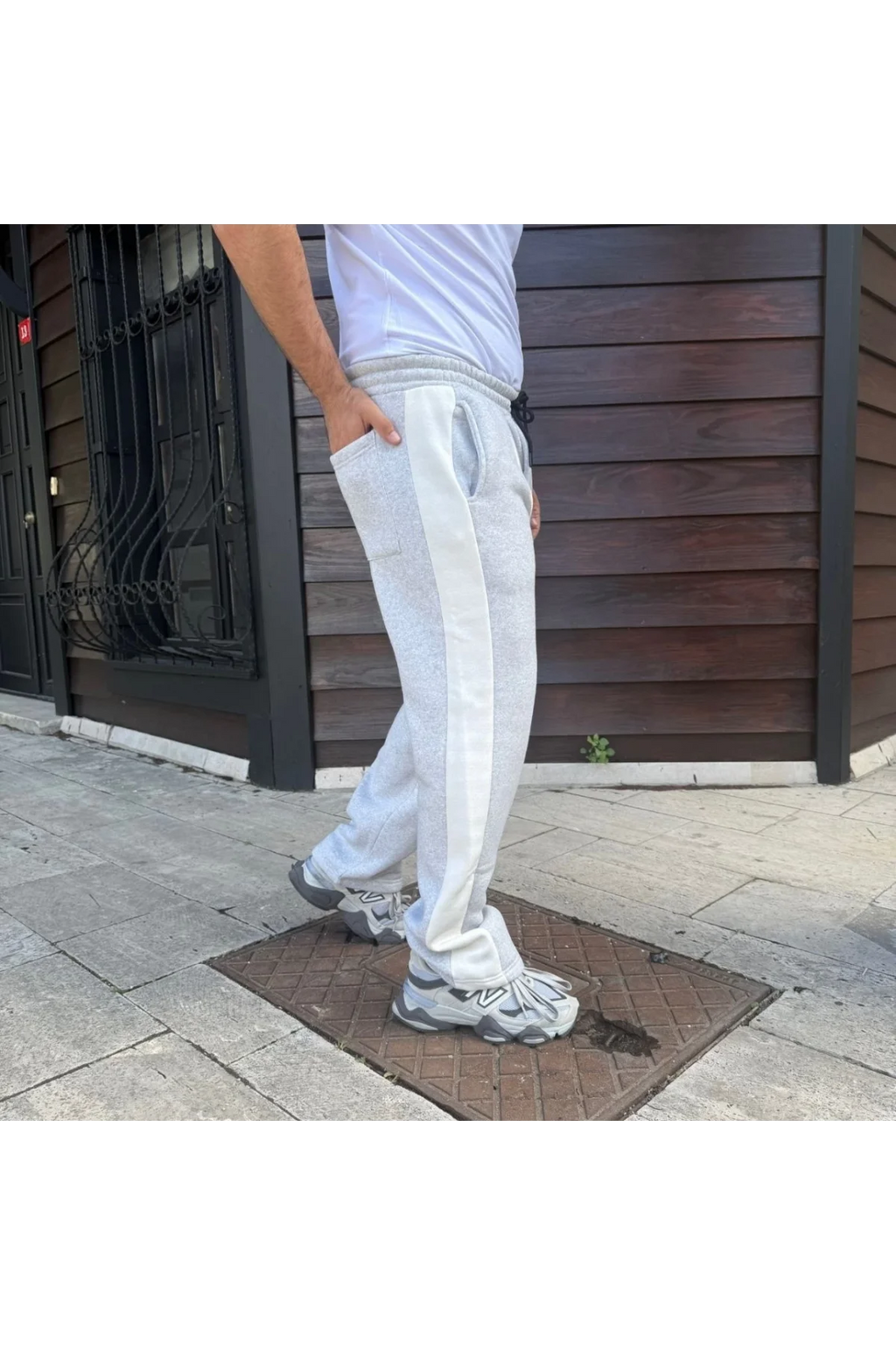 Erkek Gri Üç İplik Pamuklu Eşofman Altı