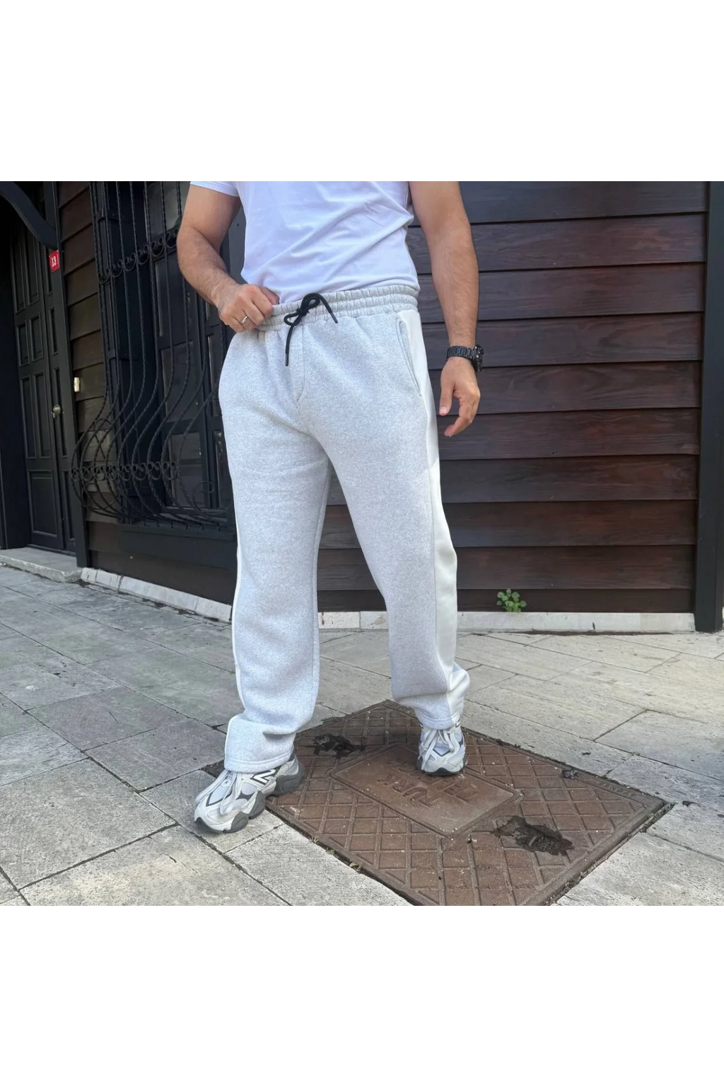 Erkek Gri Üç İplik Pamuklu Eşofman Altı