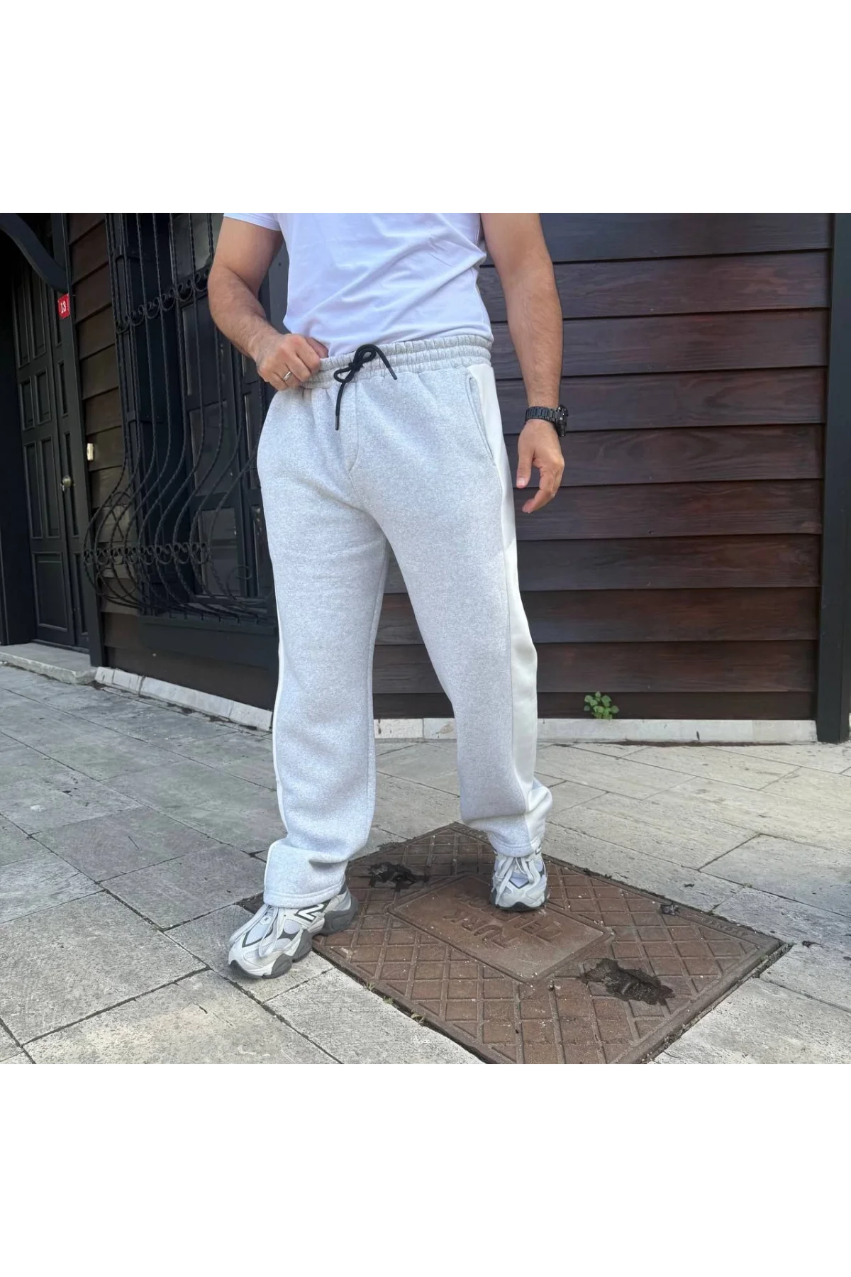 Erkek Gri Üç İplik Pamuklu Eşofman Altı