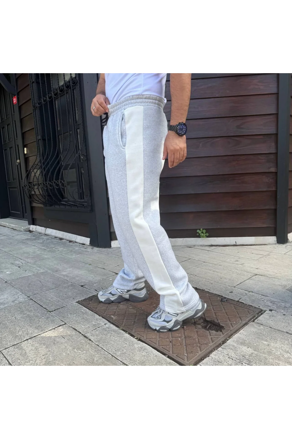 Erkek Gri Üç İplik Pamuklu Eşofman Altı