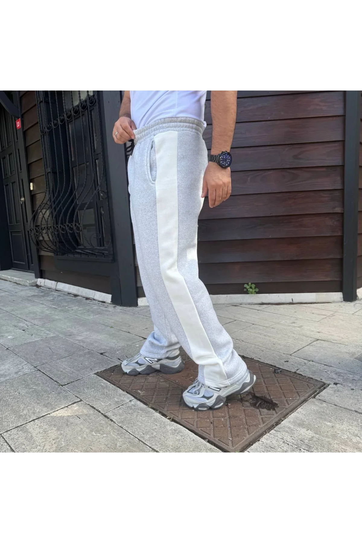 Erkek Gri Üç İplik Pamuklu Eşofman Altı