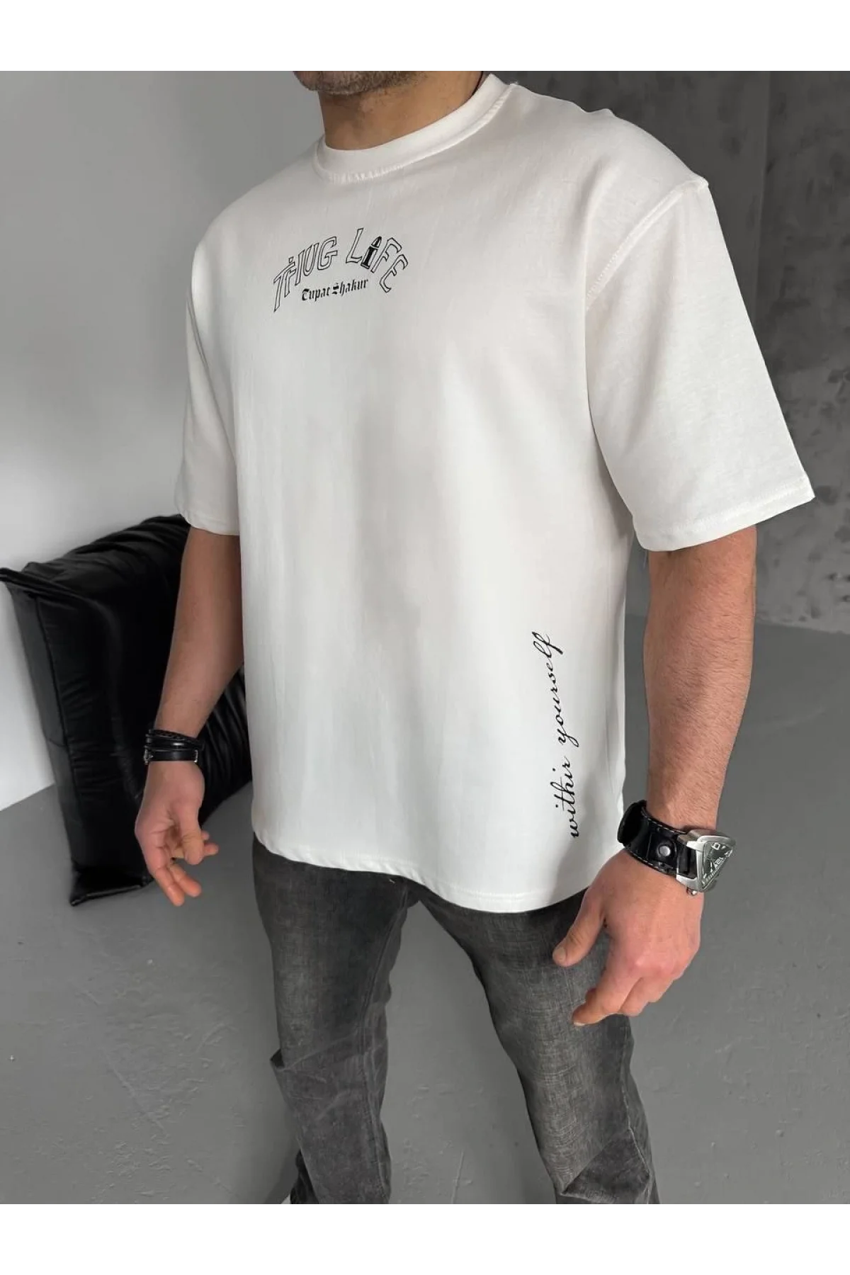 Unisex Baskılı Oversize T-Shirt