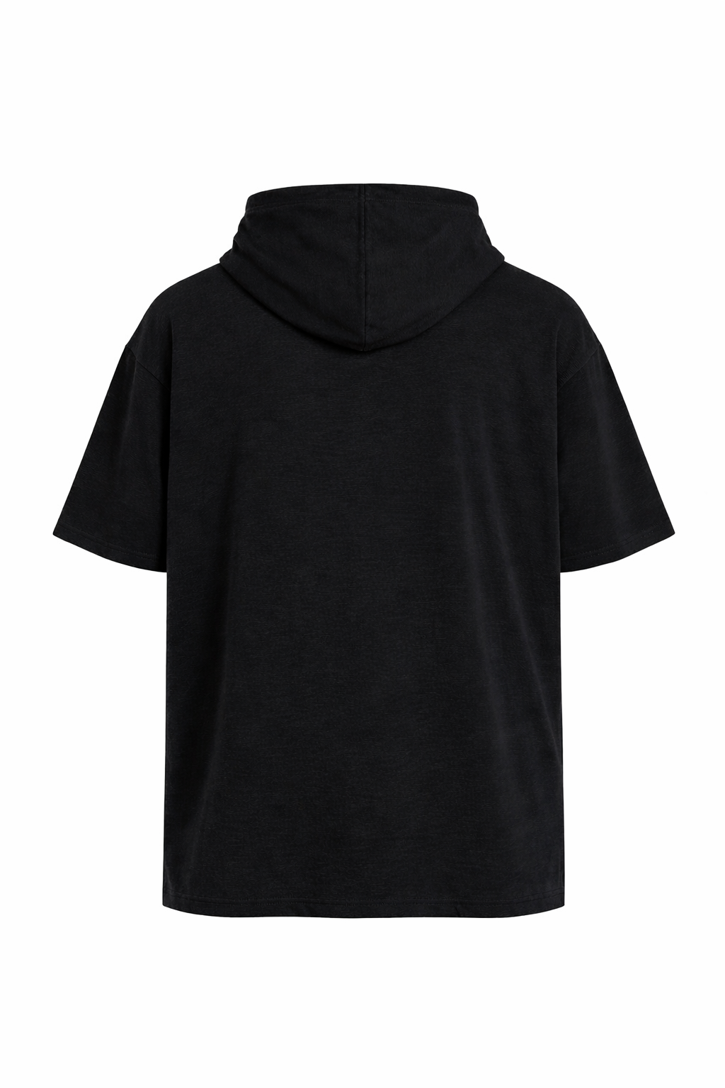 Siyah Kapüşonlu Kısa Kollu Oversize Tişört