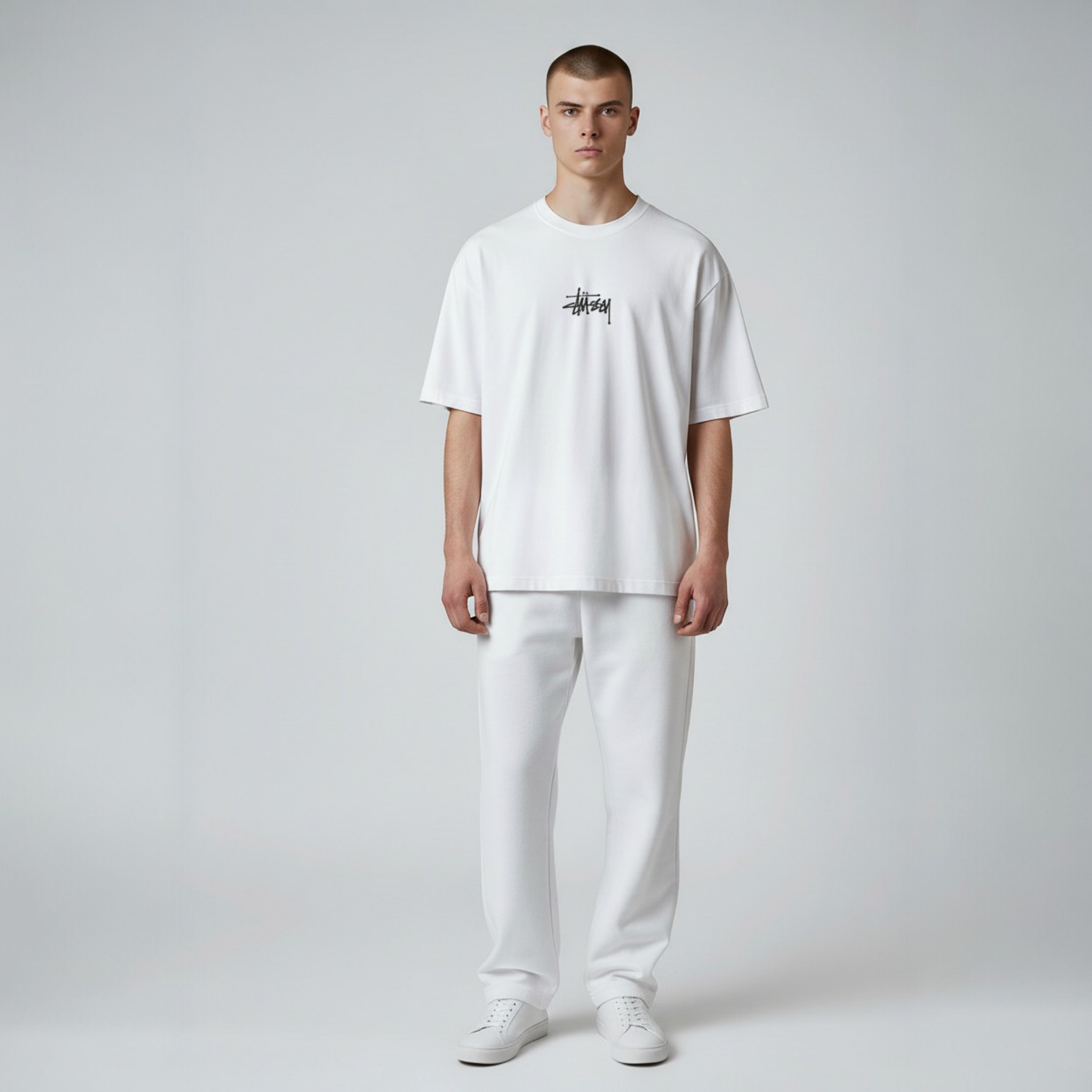 Stil Logo Baskılı Beyaz Oversize