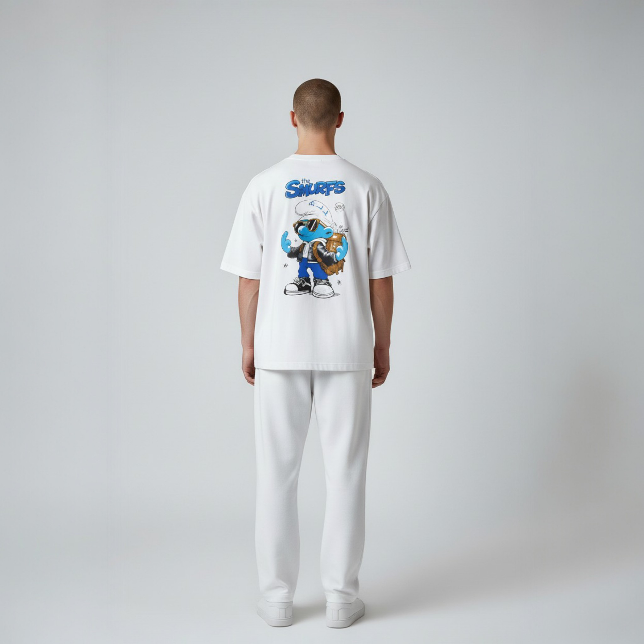 The Smurfs Beyaz Oversize Tişört