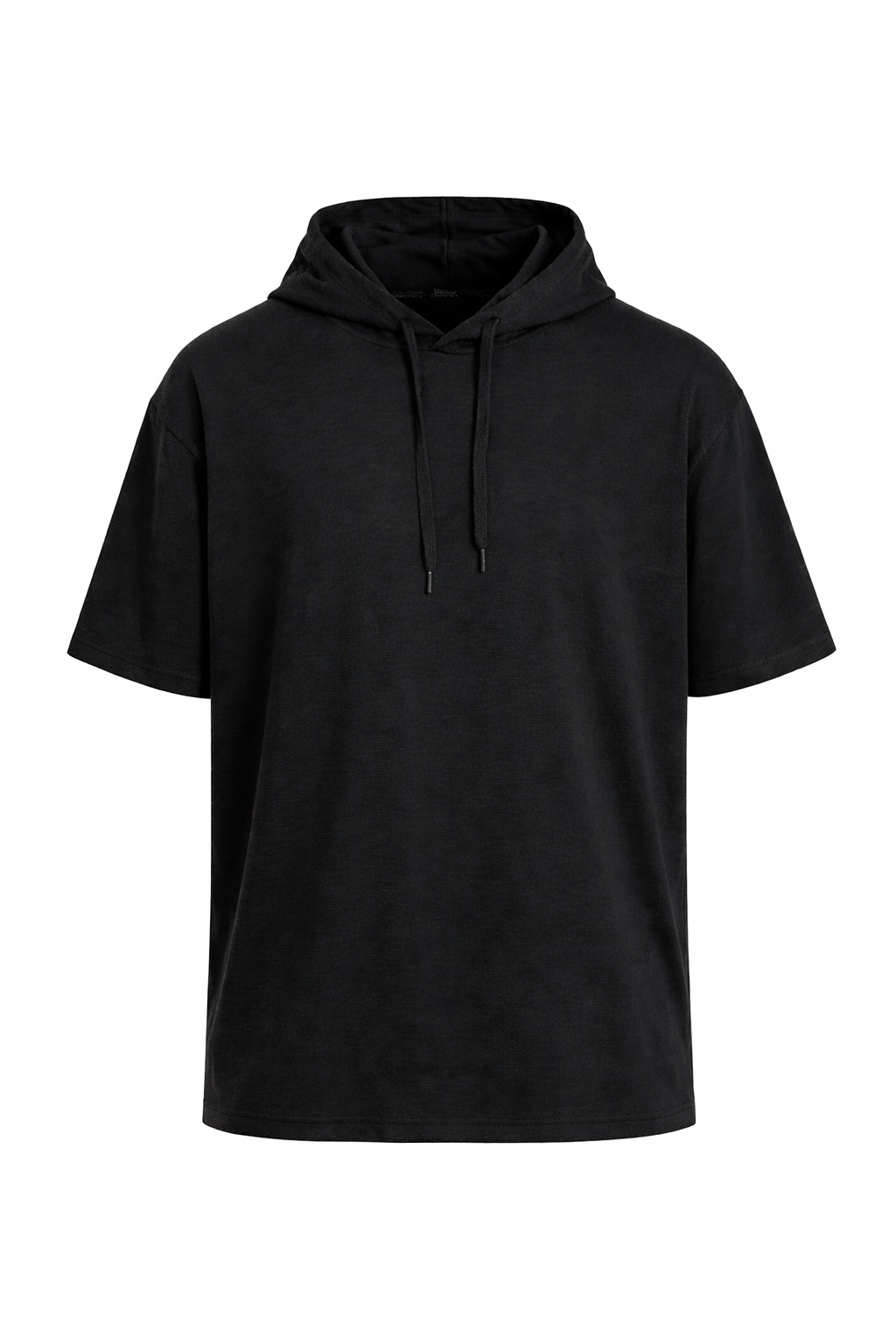 Siyah Kapüşonlu Kısa Kollu Oversize Tişört