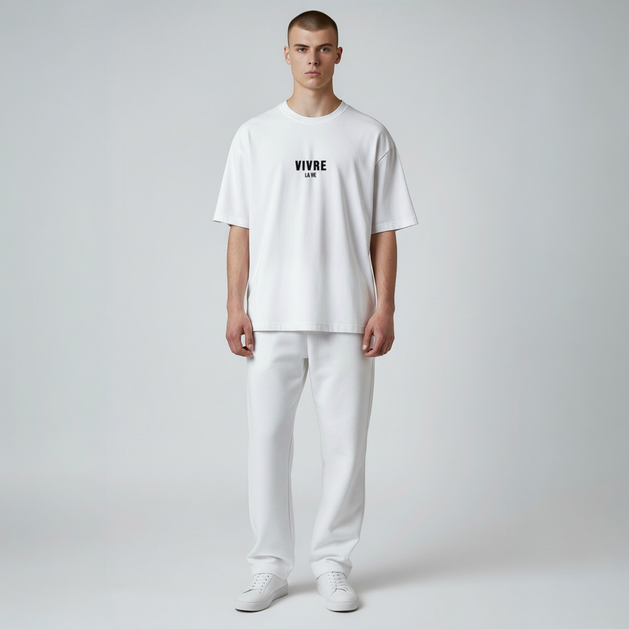 Vivre La Vie Baskılı Beyaz Oversize