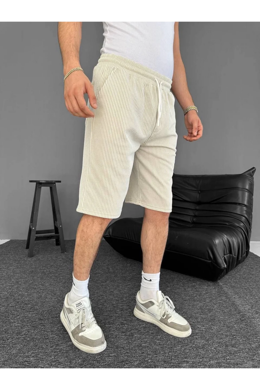 Çizgili Oversize Erkek Şort