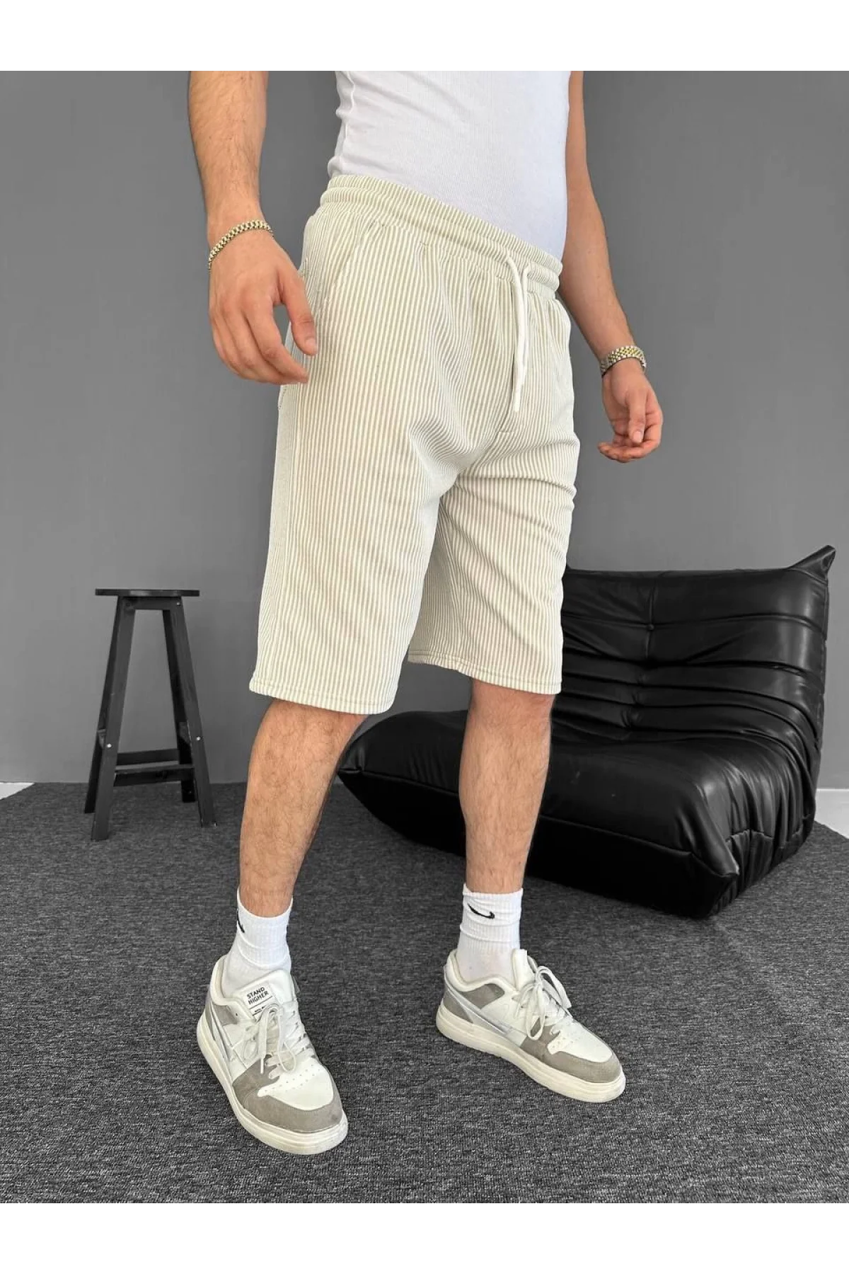 Çizgili Oversize Erkek Şort