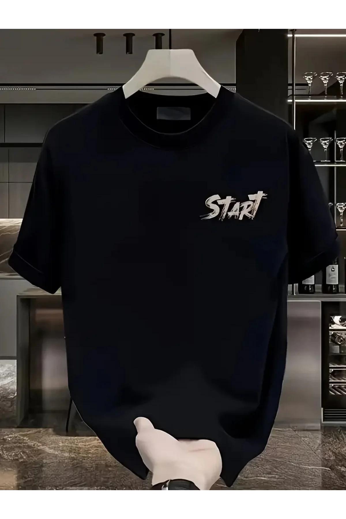 Start All Over Baskılı Erkek Oversize Tişört